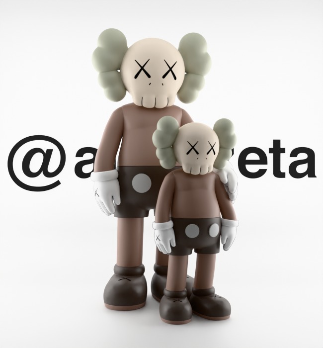 Kaws Waiting Textured Low-poly 3D model_36