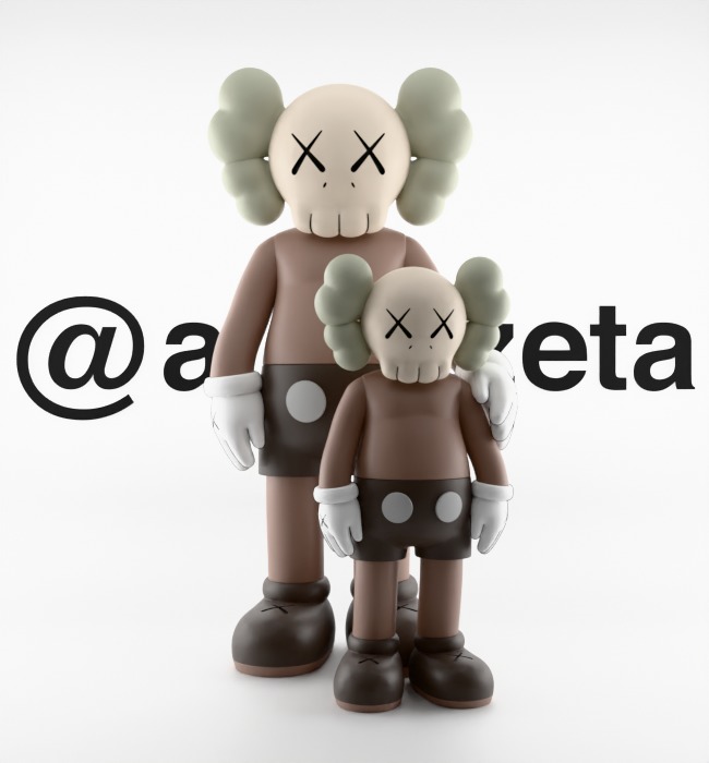 Kaws Waiting Textured Low-poly 3D model_1