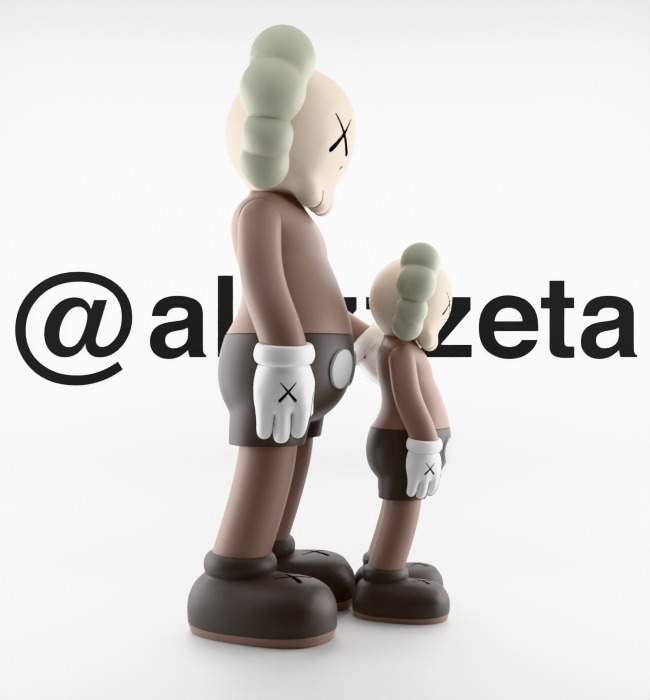 Kaws Waiting Textured Low-poly 3D model_29