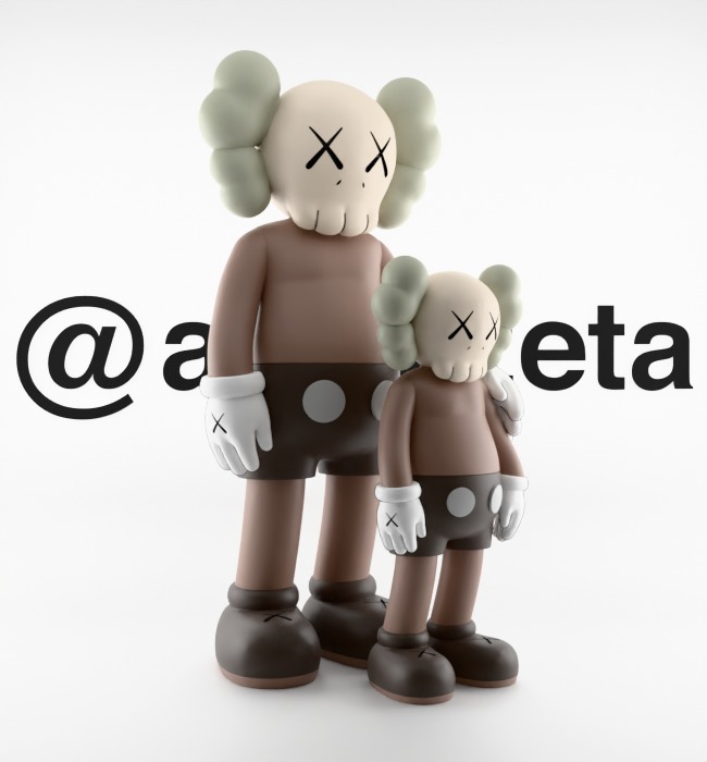 Kaws Waiting Textured Low-poly 3D model_34