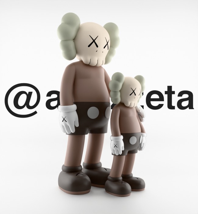 Kaws Waiting Textured Low-poly 3D model_33