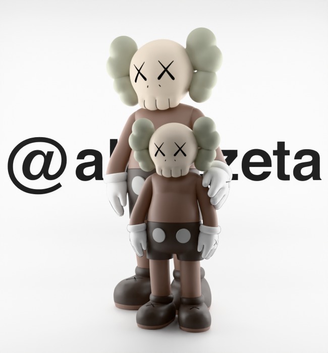 Kaws Waiting Textured Low-poly 3D model_3