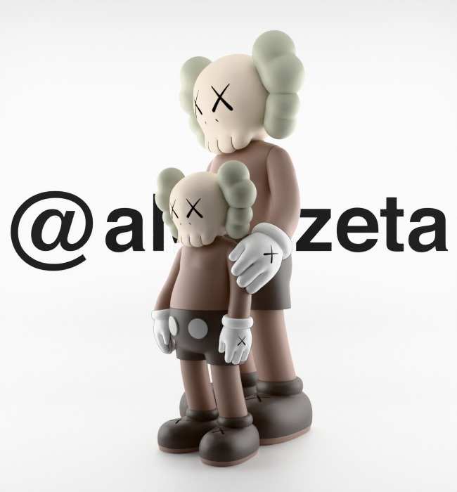 Kaws Waiting Textured Low-poly 3D model_6