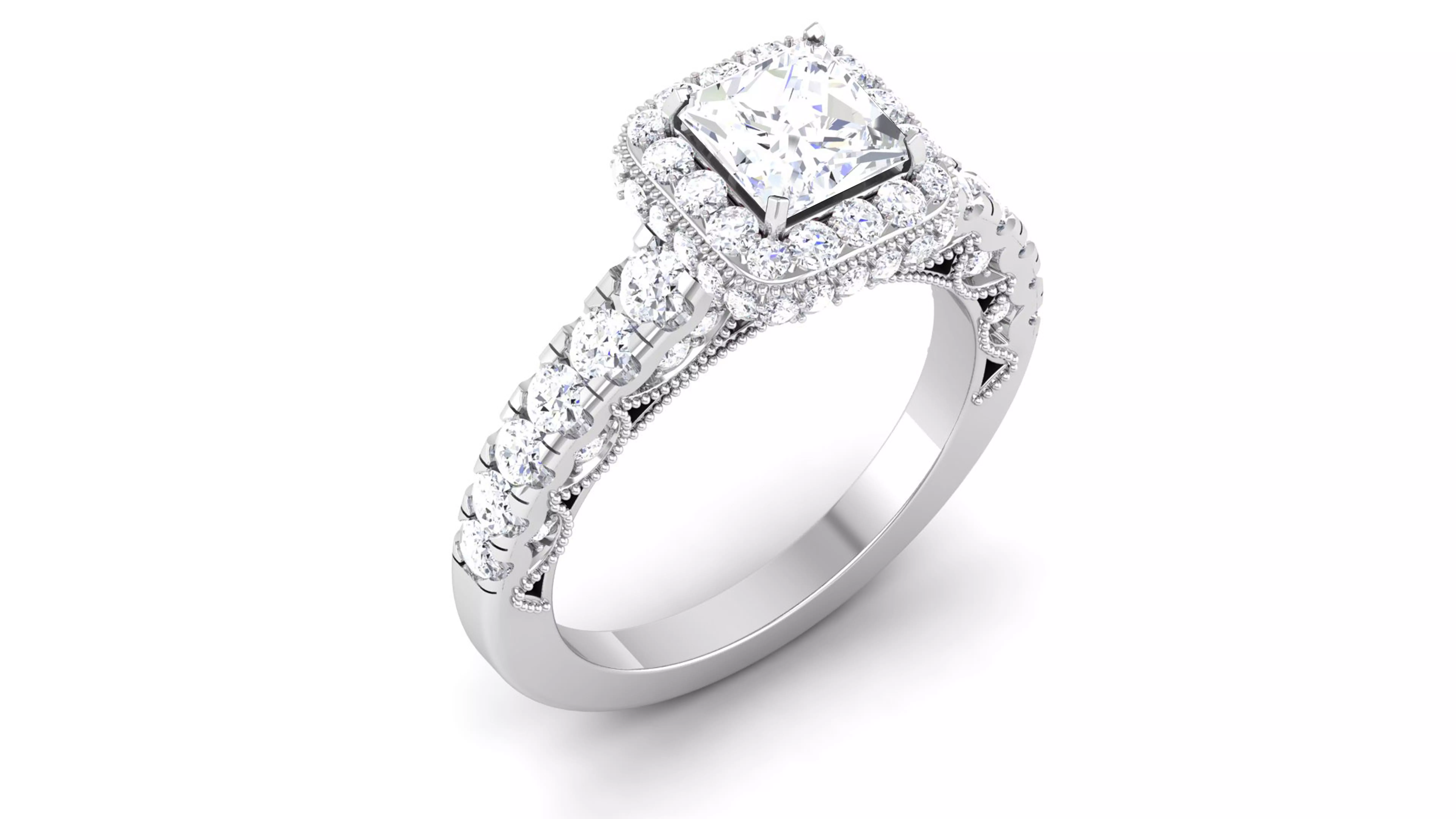 Solitaire Engagement Wedding Ring Halo Ring 3D print model_0