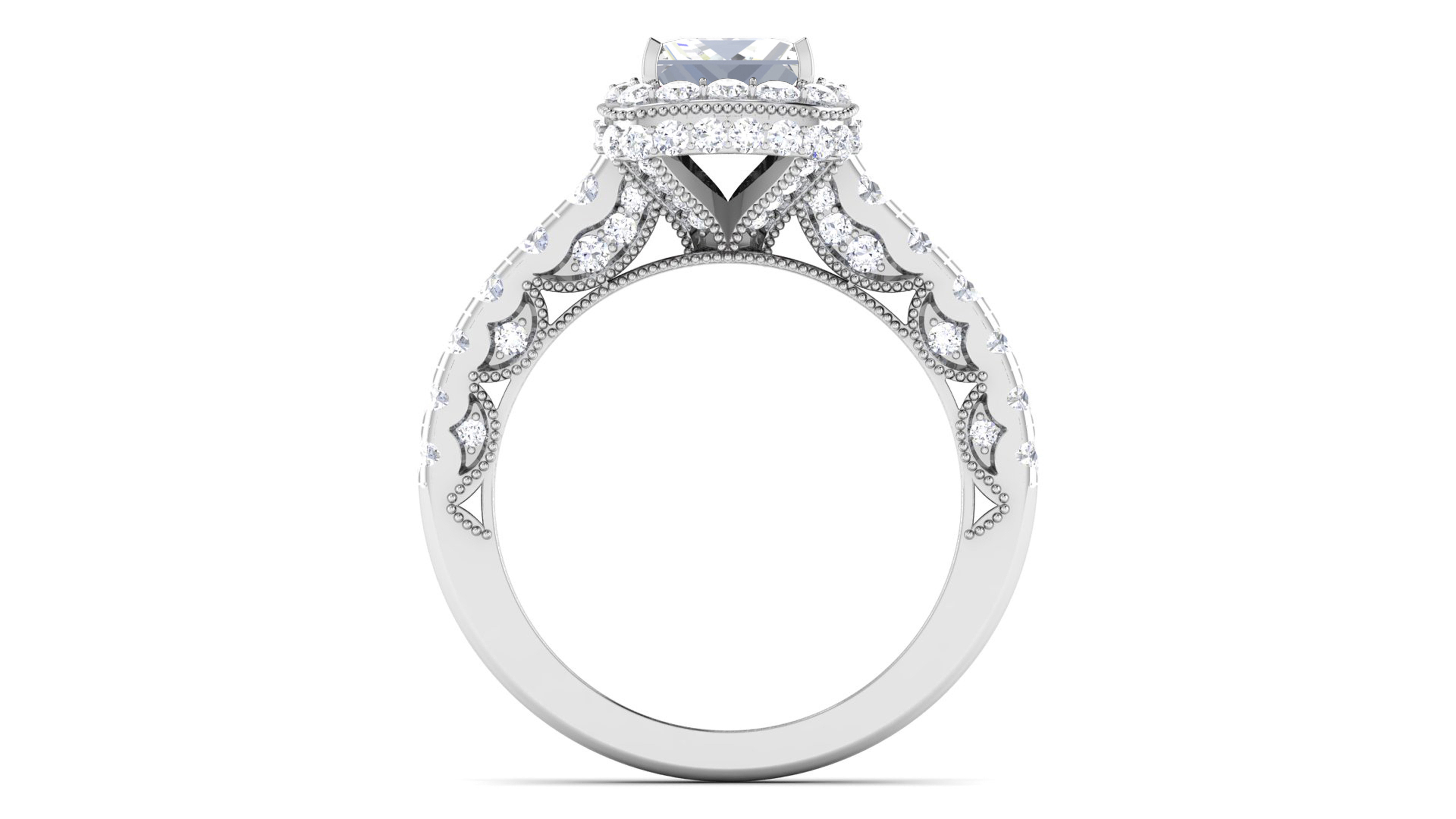 Solitaire Engagement Wedding Ring Halo Ring 3D print model_2