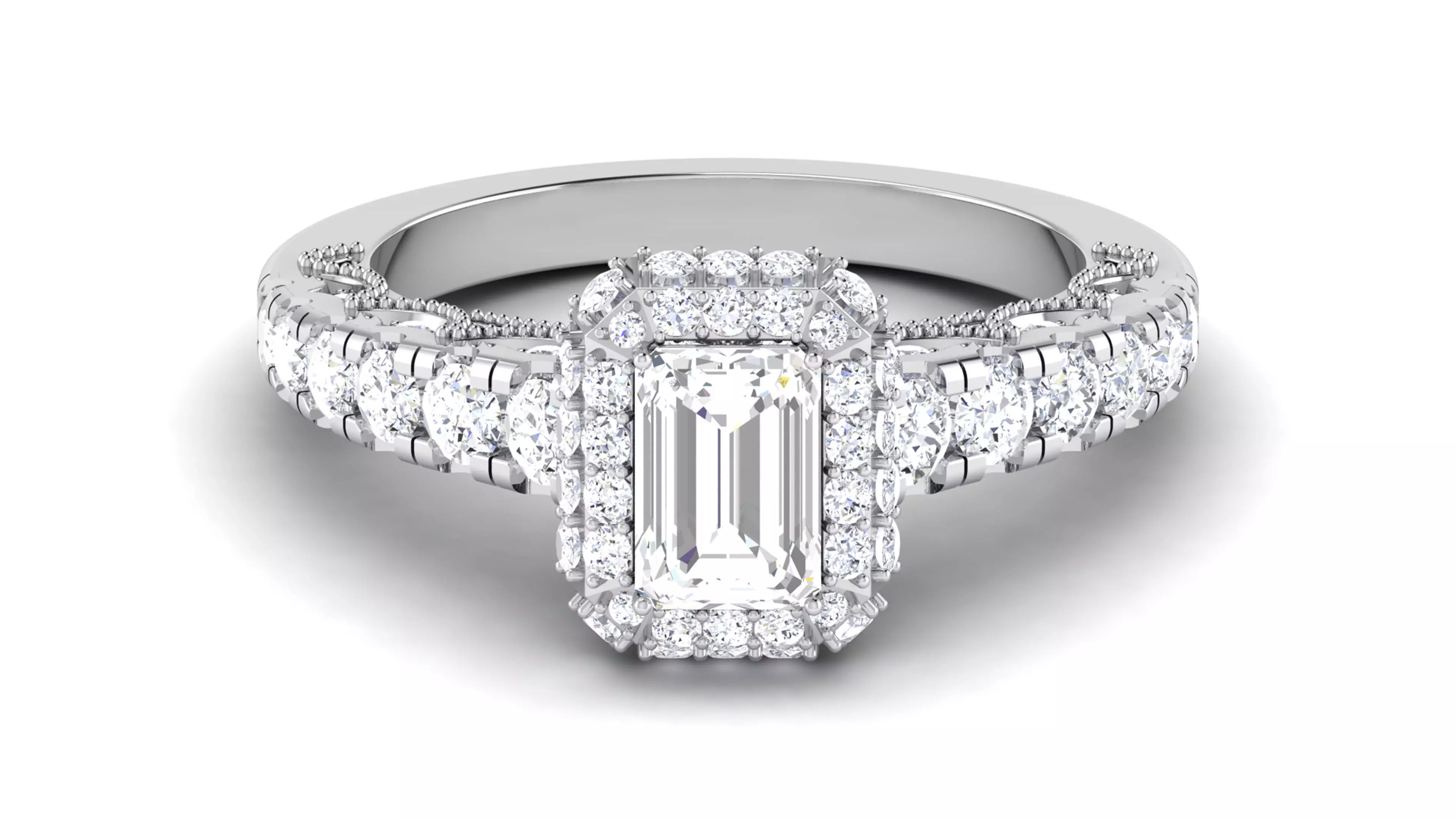 Solitaire Engagement Wedding Ring Emerald Ring 3D print model_0