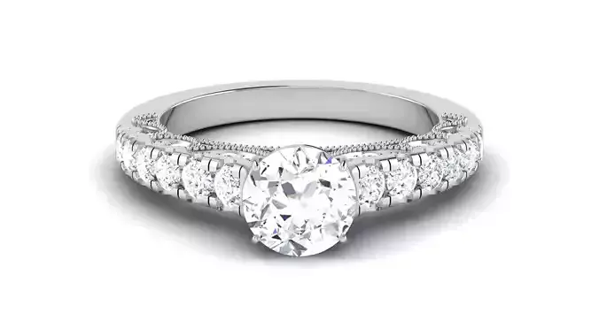 Solitaire Engagement Wedding Ring Pave Ring