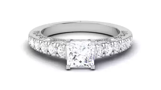 Solitaire Engagement Wedding Princess Stone Ring 3D print model