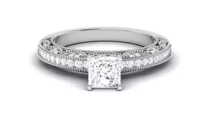 Solitaire Engagement Wedding Ring Princess Bridal Ring