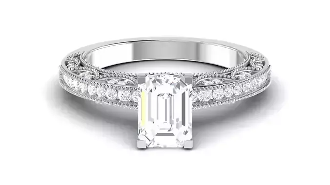 Solitaire Engagement Wedding Ring Emerald Bridal Ring