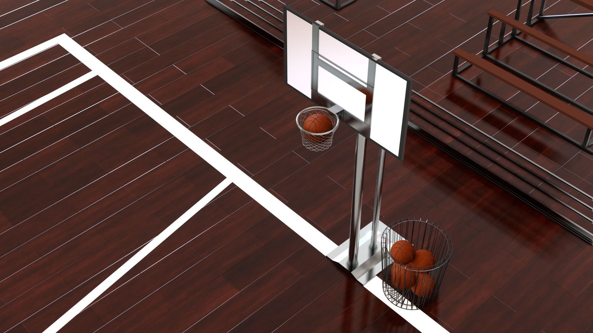 basketball court for school or college free 3D model CGTrader