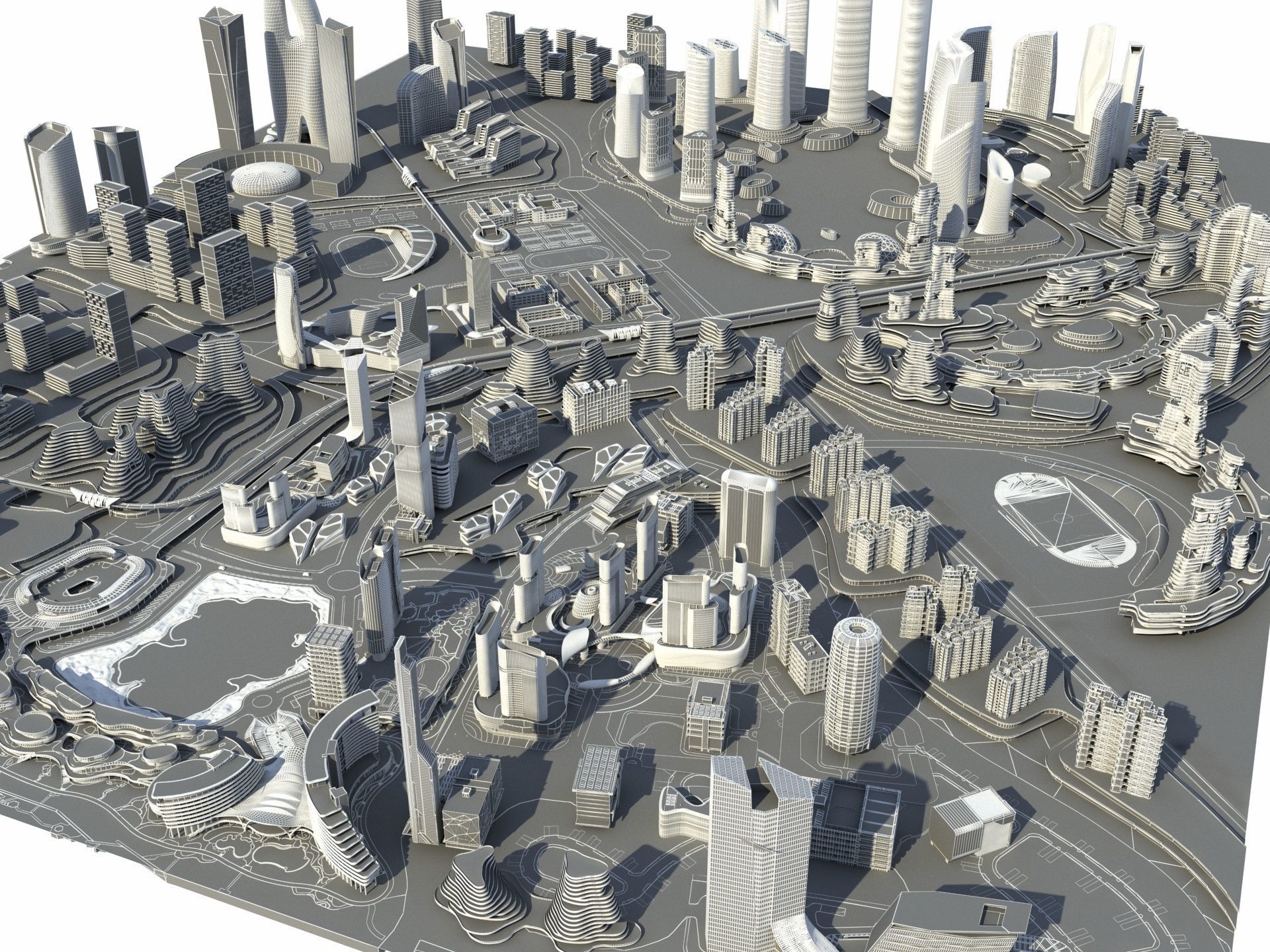 City 3 with ball in middle 3D model_19