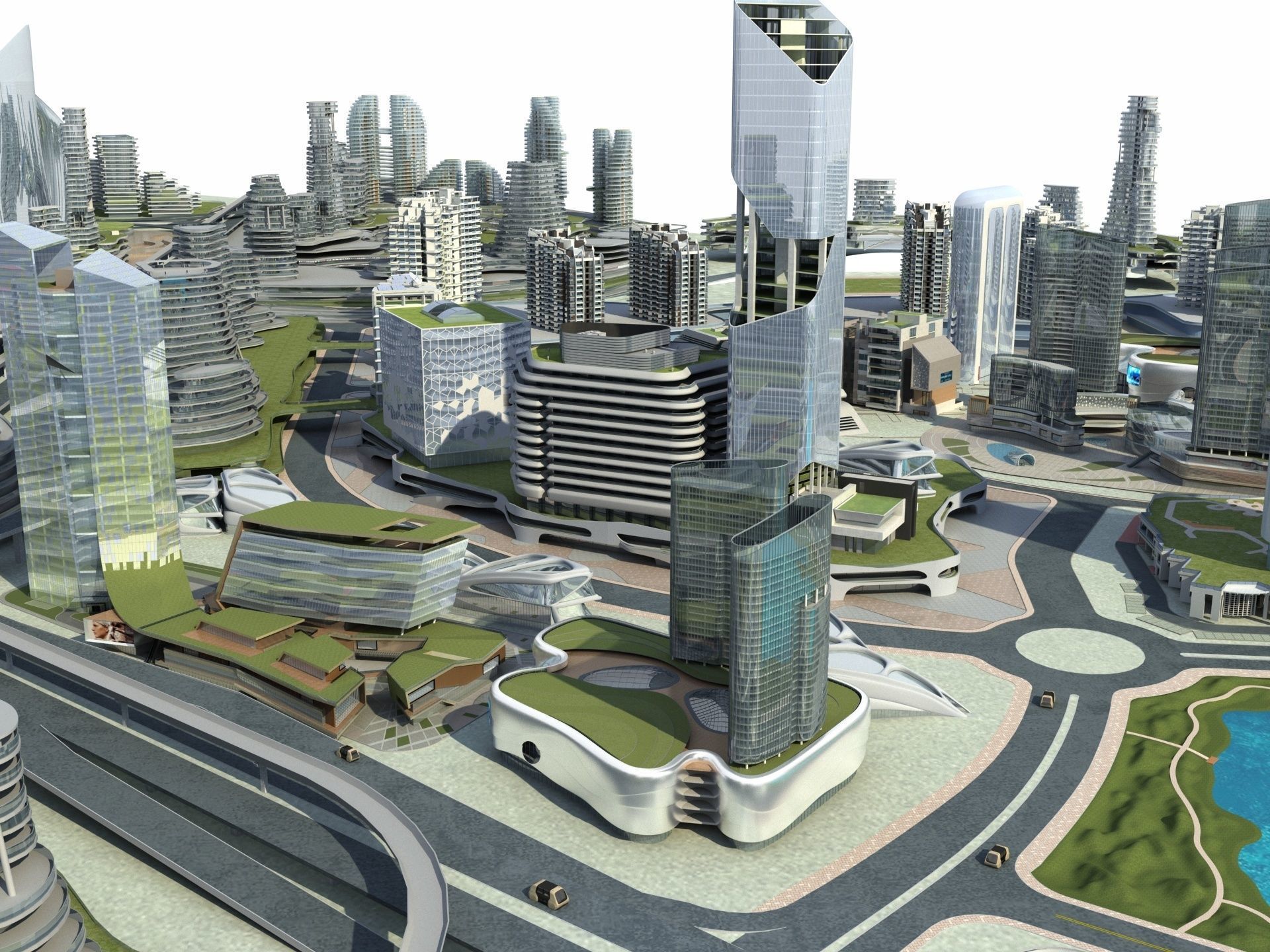 City 3 with ball in middle 3D model_5