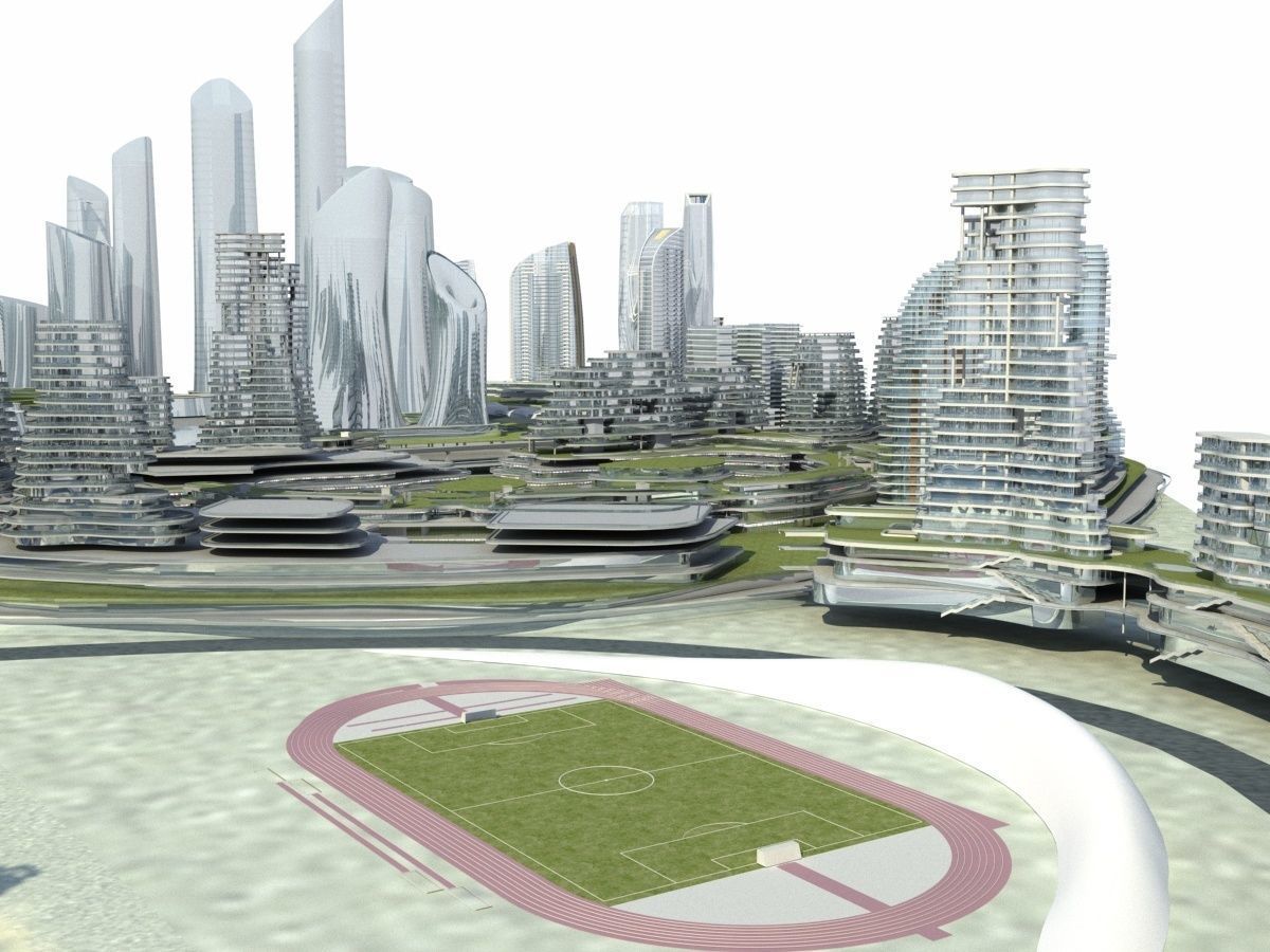 City 3 with ball in middle 3D model_8