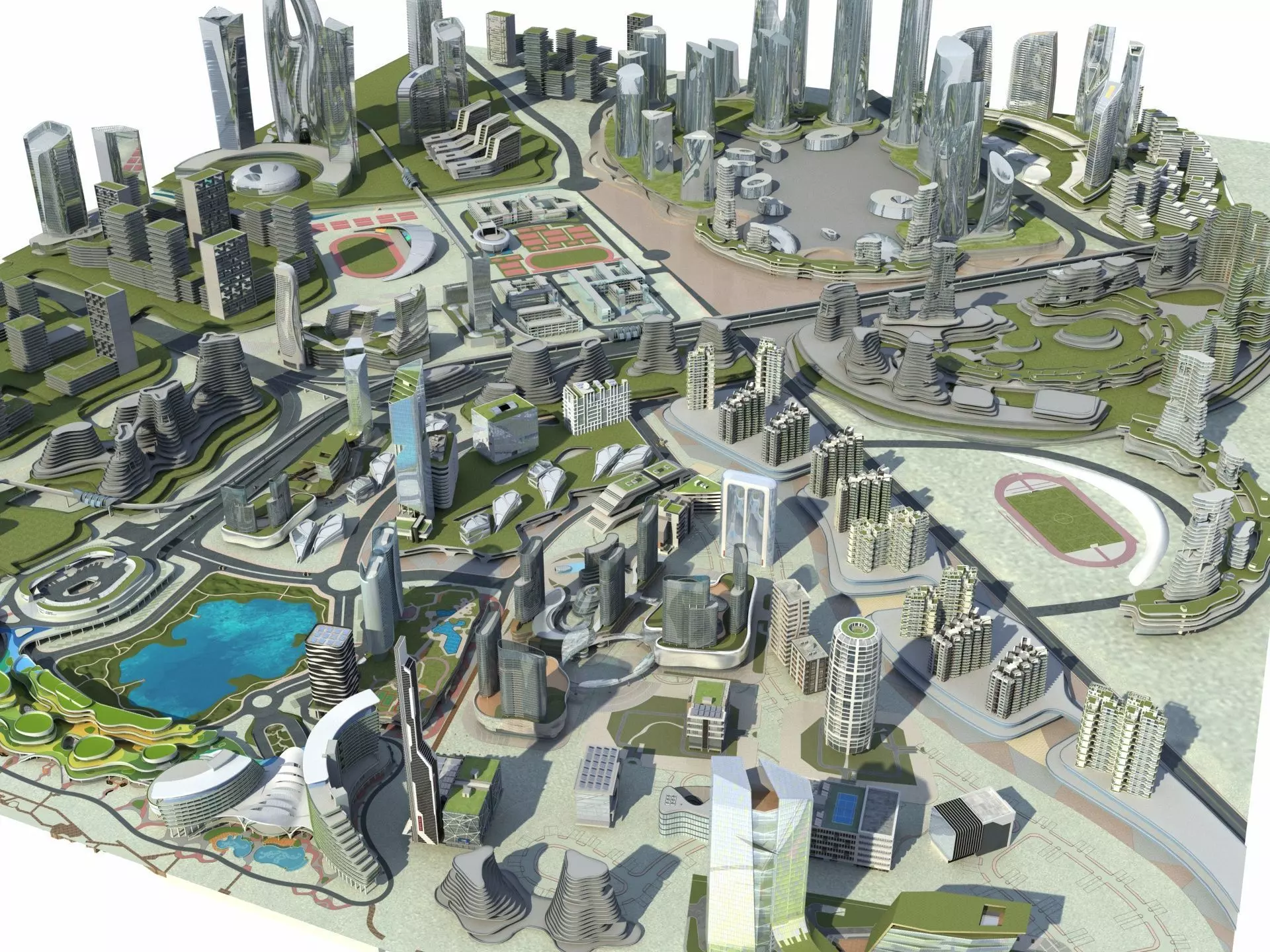 City 3 with ball in middle 3D model_0