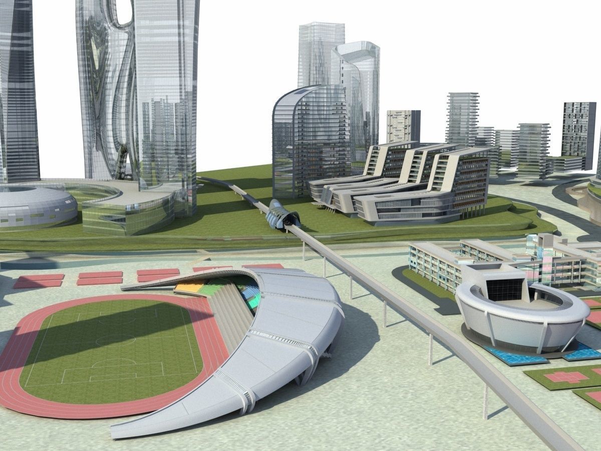 City 3 with ball in middle 3D model_12