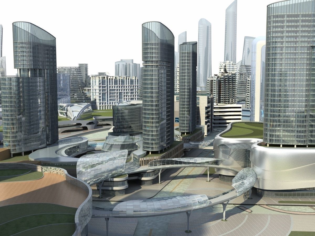 City 3 with ball in middle 3D model_7