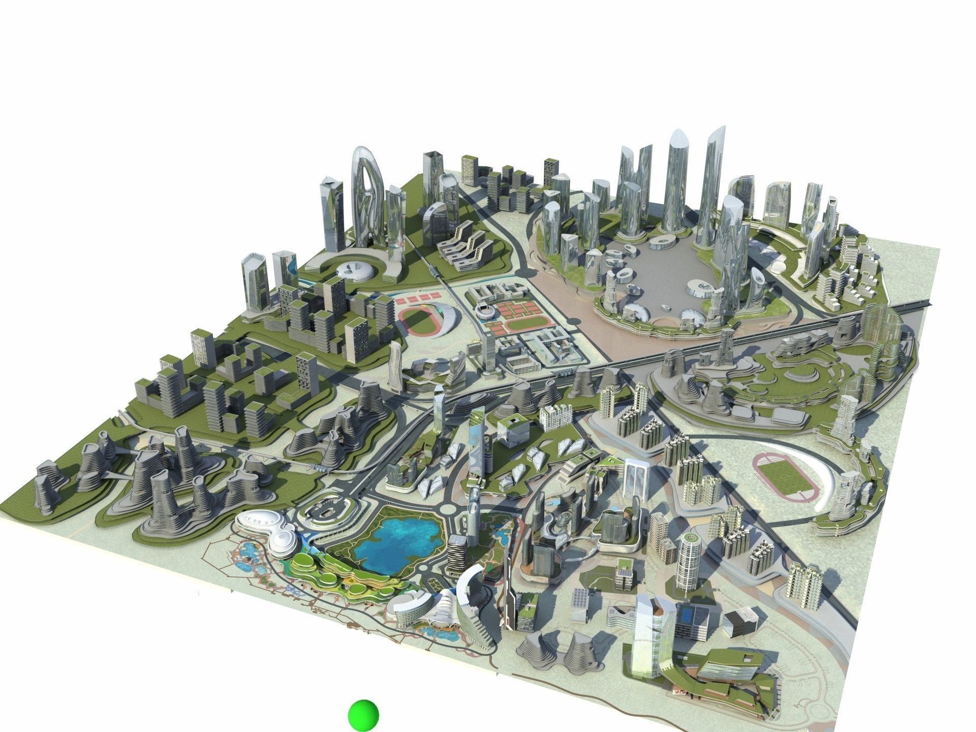 City 3 with ball in middle 3D model_2
