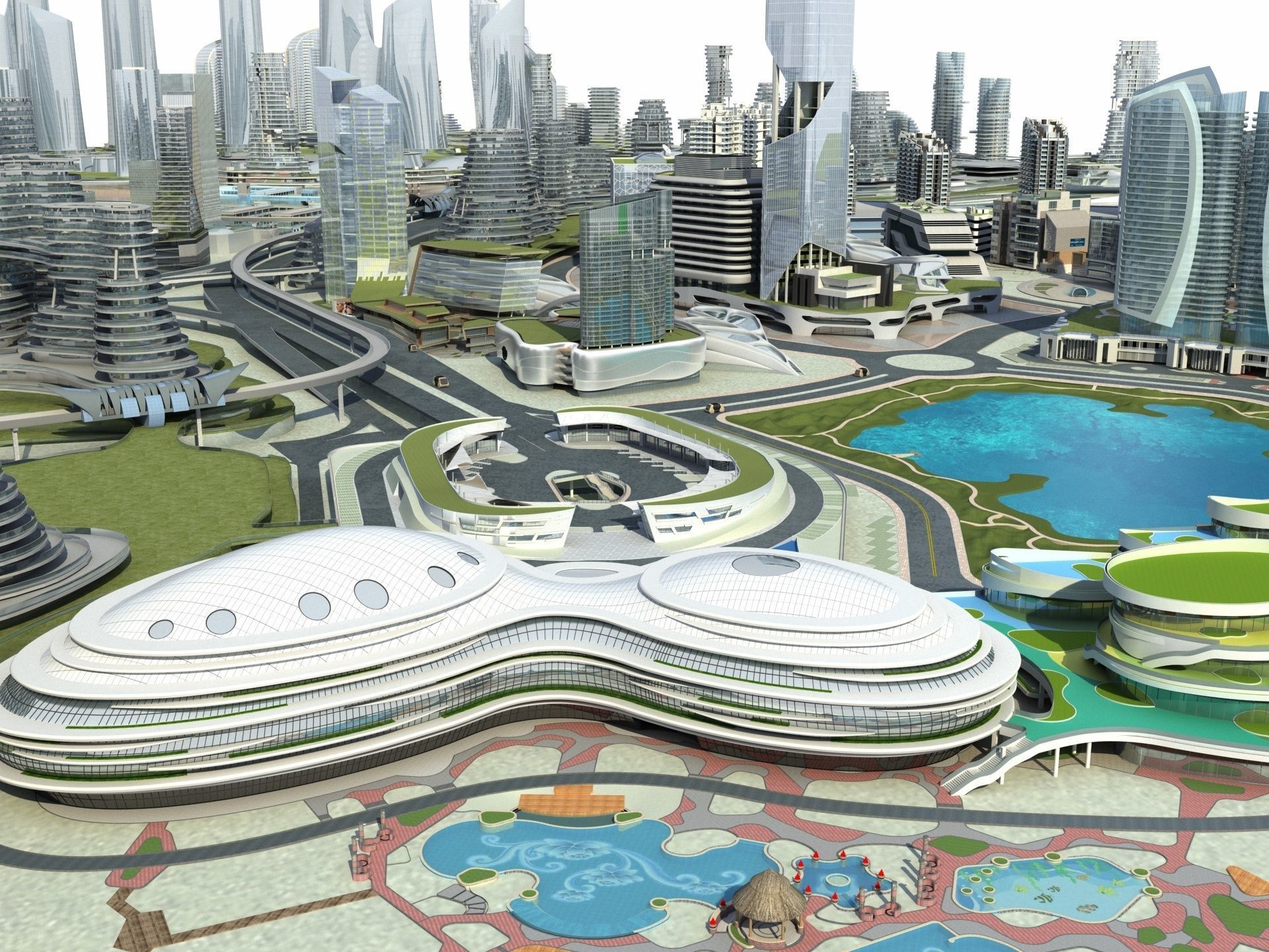 City 3 with ball in middle 3D model_4