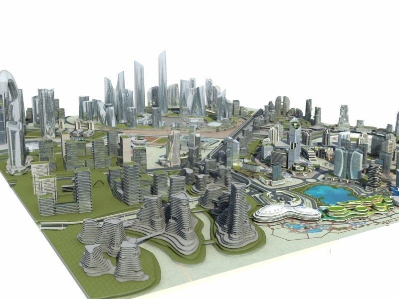 City 3 with ball in middle 3D model_1
