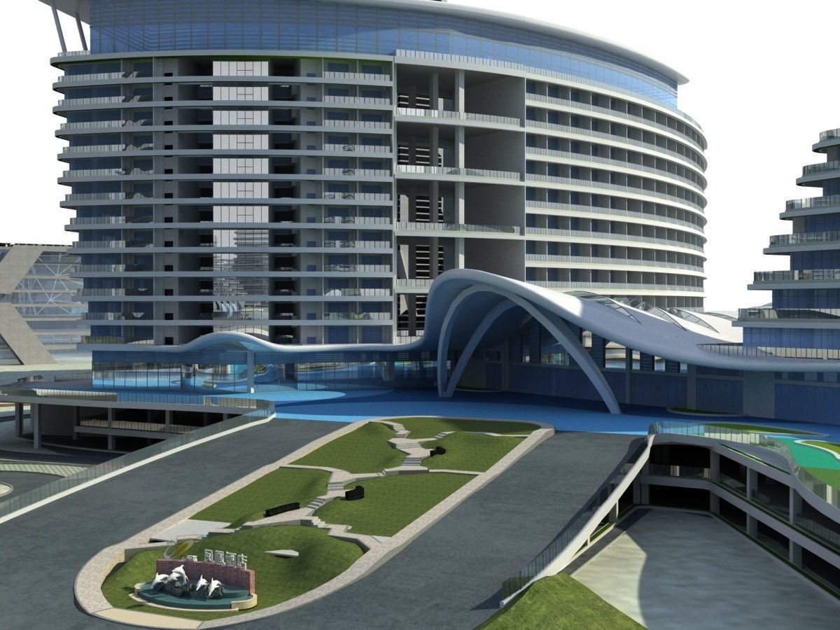 City 3 with ball in middle 3D model_16