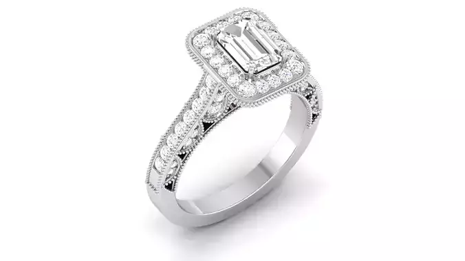 Solitaire Engagement Wedding Ring Emerald Bridal Ring