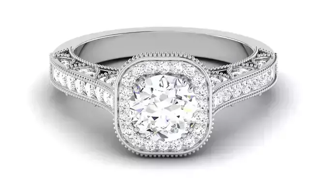 Solitaire Engagement Wedding Ring Round Bridal Ring 3D print model
