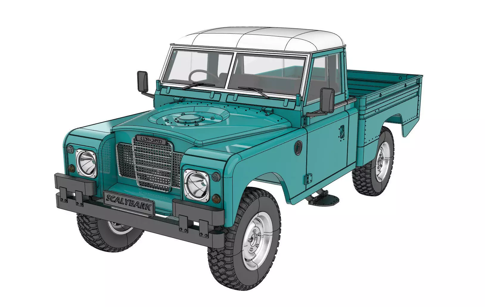 LAND ROVER SERIES 3 HIGH CAPACITY FOR 1 to 10 RC CHASSIS 3D print model_0