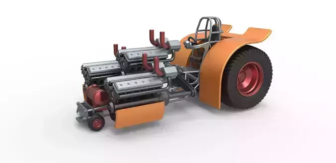 Pulling tractor with 3 turbo engines V12 Scale 1 to 25 3D print model