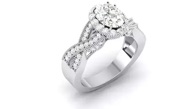 Solitaire Engagement Wedding Ring Oval Bridal Ring