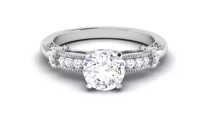 Solitaire Engagement Wedding Ring Round Bridal Ring
