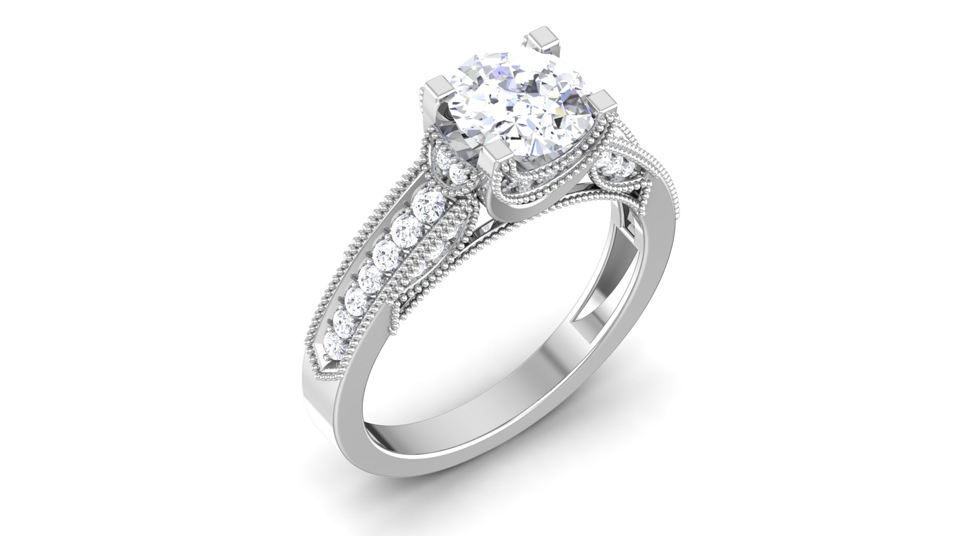 Solitaire Engagement Wedding Ring Princess Stone Bridal Ring 3D print model_2