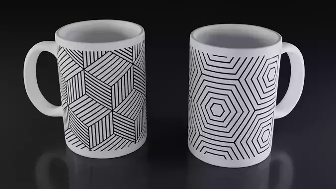 Cup set mug with geometric pattern