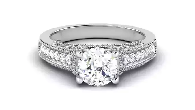 Solitaire Engagement Wedding Ring Round Stone Bridal Ring