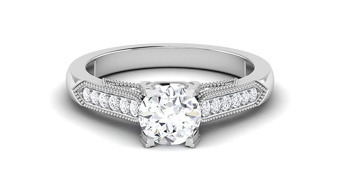 Solitaire Engagement Wedding Ring Bridal Ring 3D print model