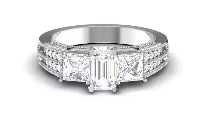 Solitaire Engagement Wedding Ring Emerald Princess Bridal Ring