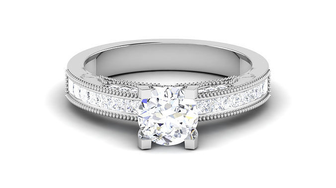 Solitaire Engagement Wedding Ring Bridal Ring 3D print model
