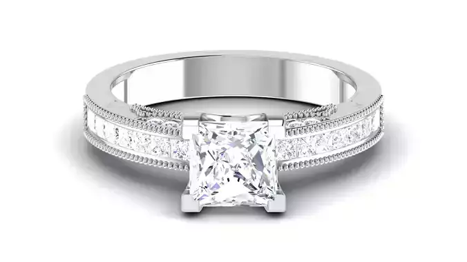 Solitaire Engagement Wedding Ring Princess Stone Bridal Ring