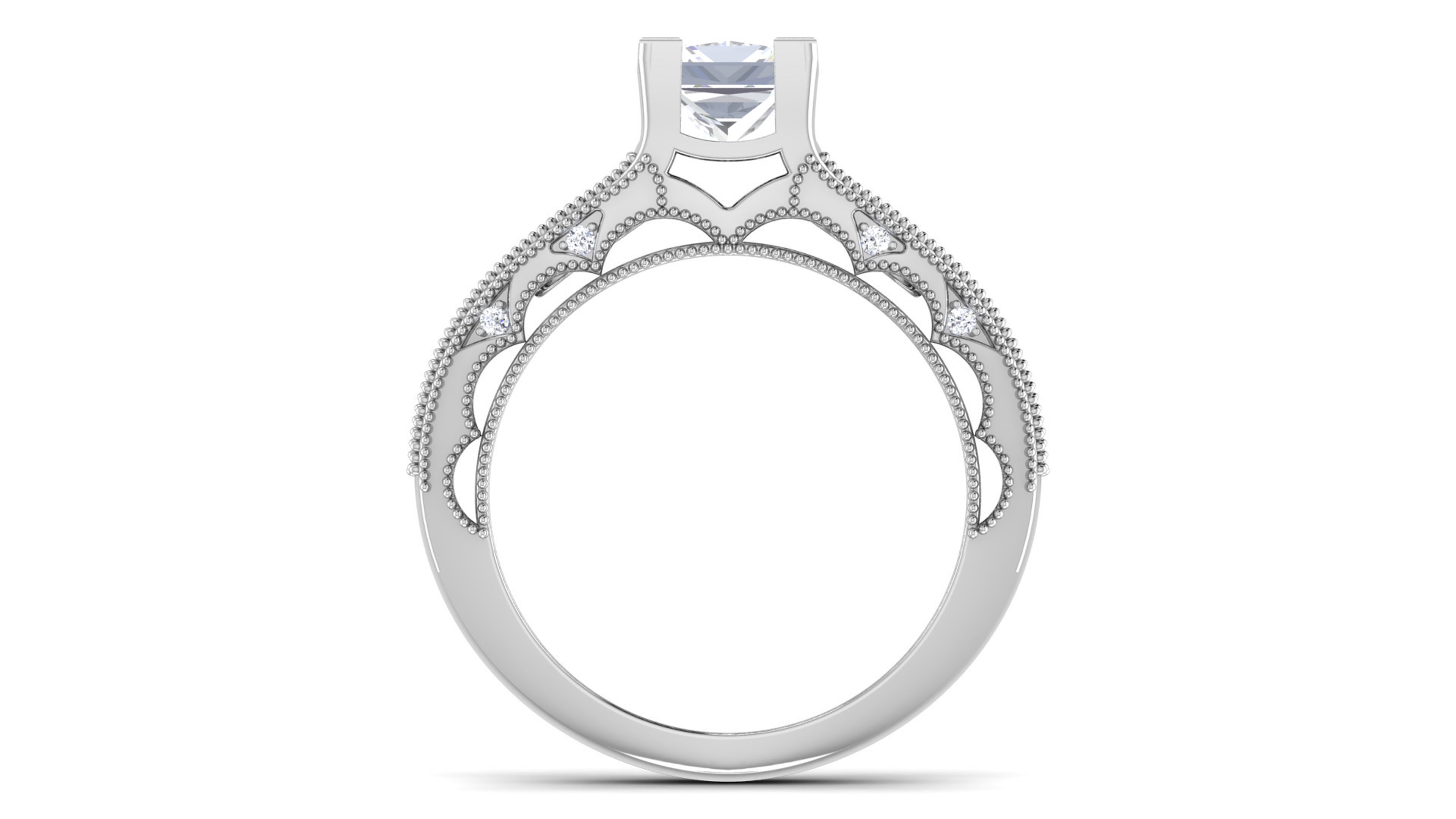 Solitaire Engagement Wedding Ring Princess Stone Bridal Ring 3D print model_3