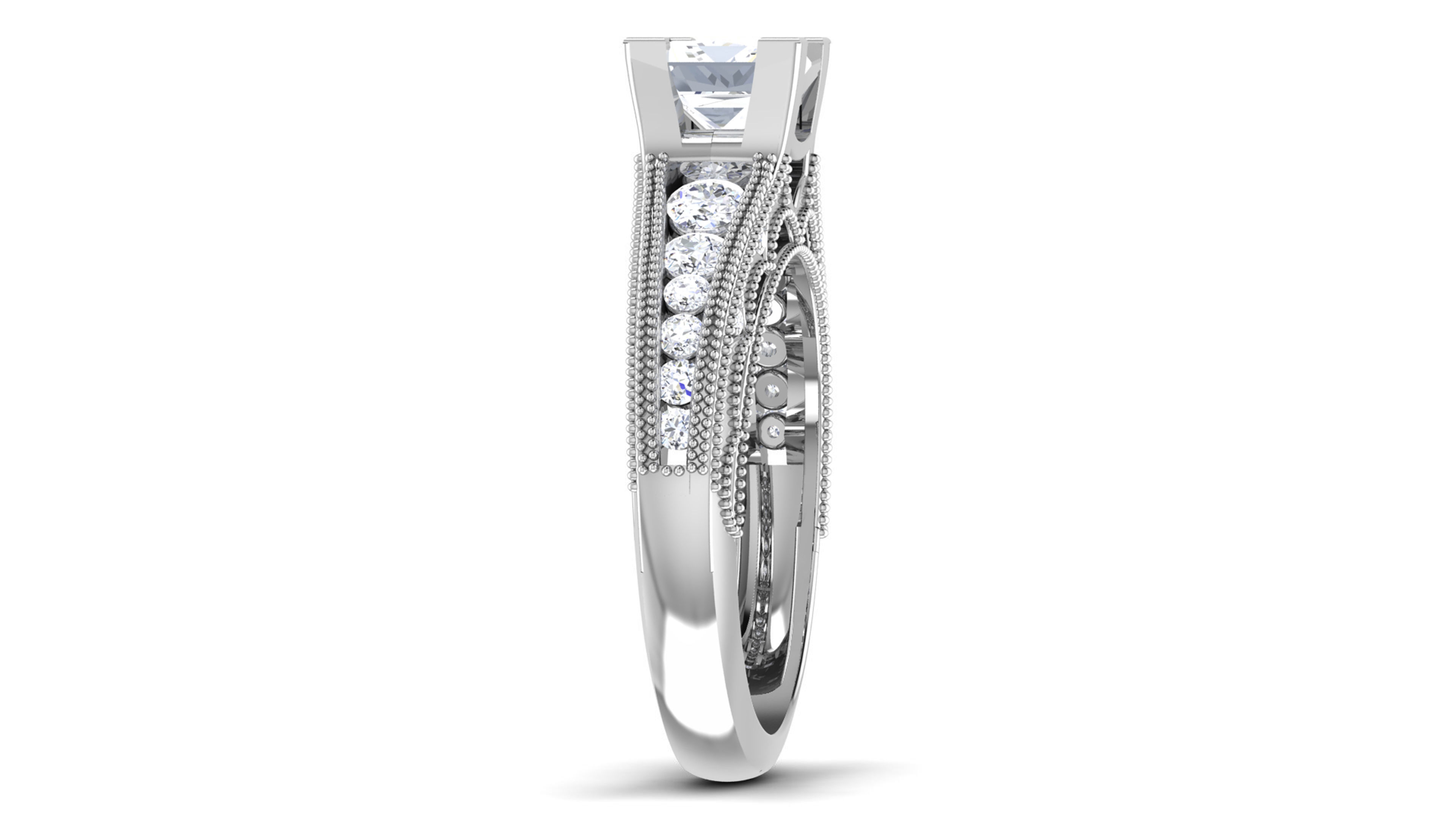 Solitaire Engagement Wedding Ring Princess Stone Bridal Ring 3D print model_2