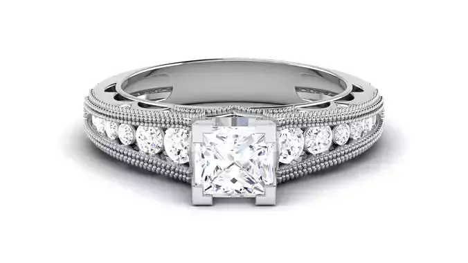 Solitaire Engagement Wedding Ring Princess Stone Bridal Ring