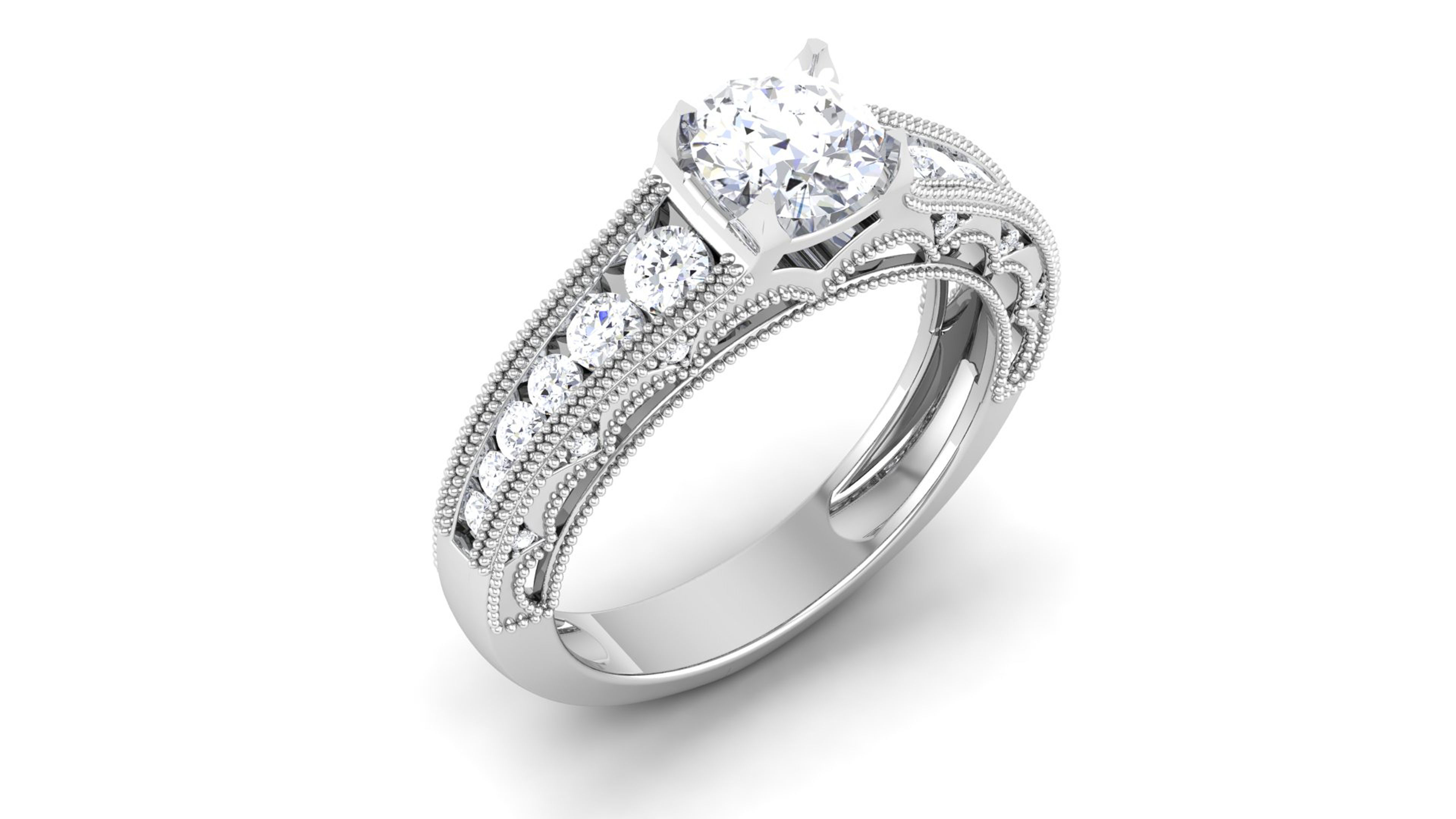 Solitaire Engagement Wedding Ring Bridal Ring 3D print model_2