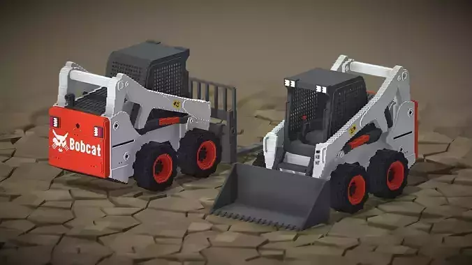 Voxel Bobcat Skid Steer Low-poly 3D model