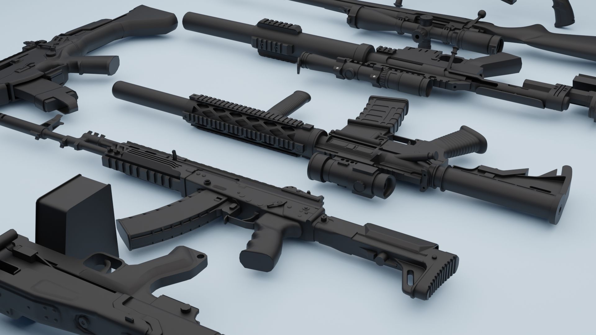 3D Gun Kitbash Game Ready Vol 02 3D model | CGTrader