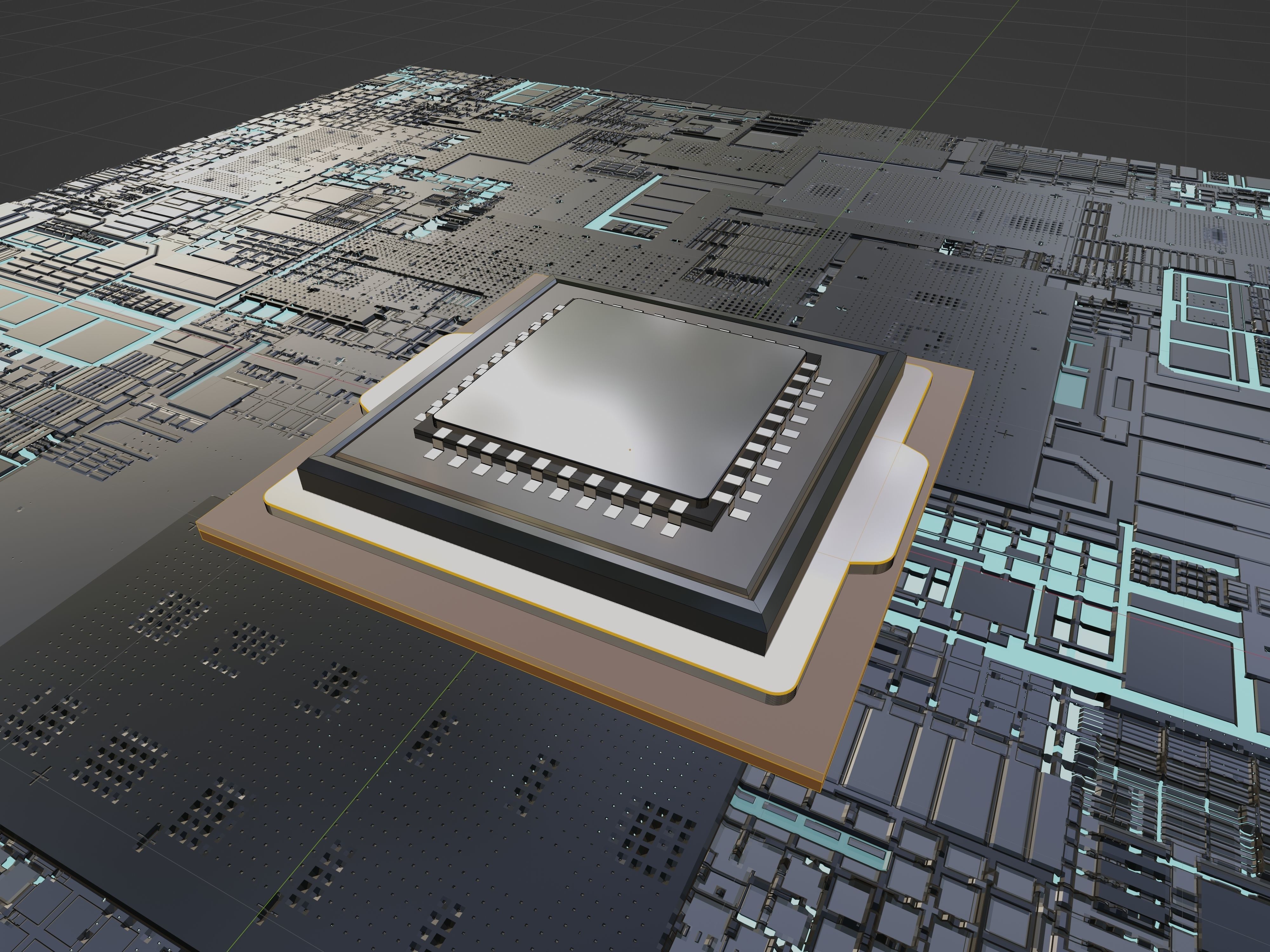 Processor chip 3D model_2