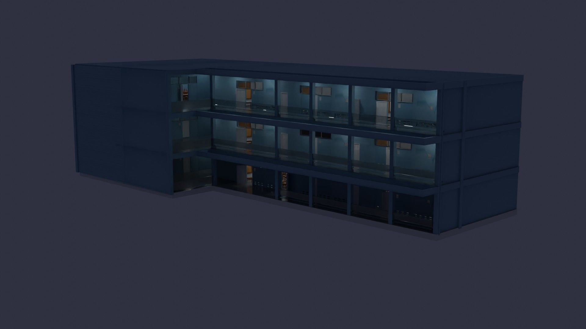  School Building 3D Free 3D model_1