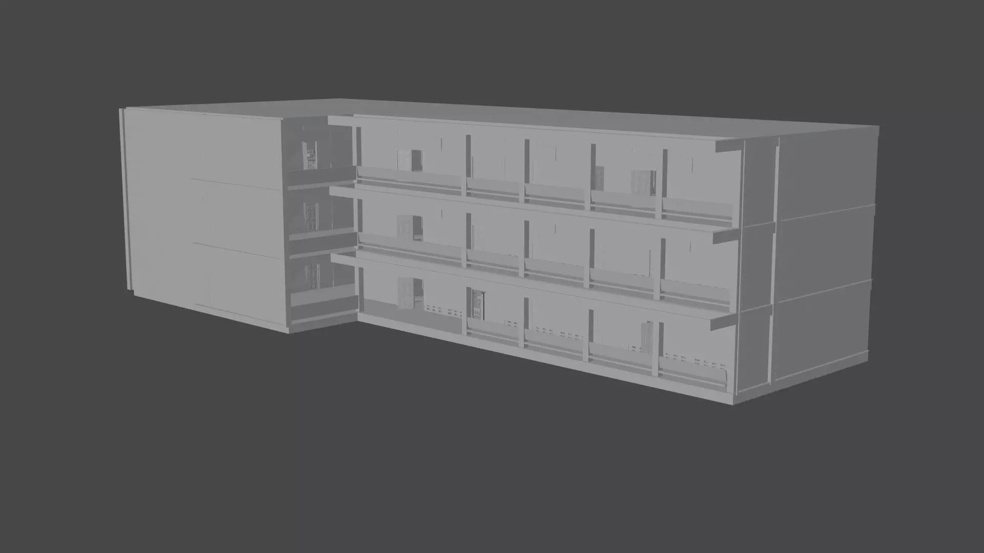  School Building 3D Free 3D model_0