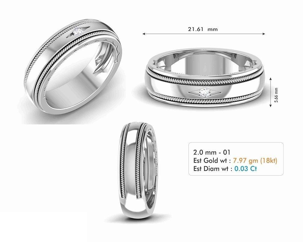 Solitaire Engagement Wedding Ring Wedding Band 3D print model_4