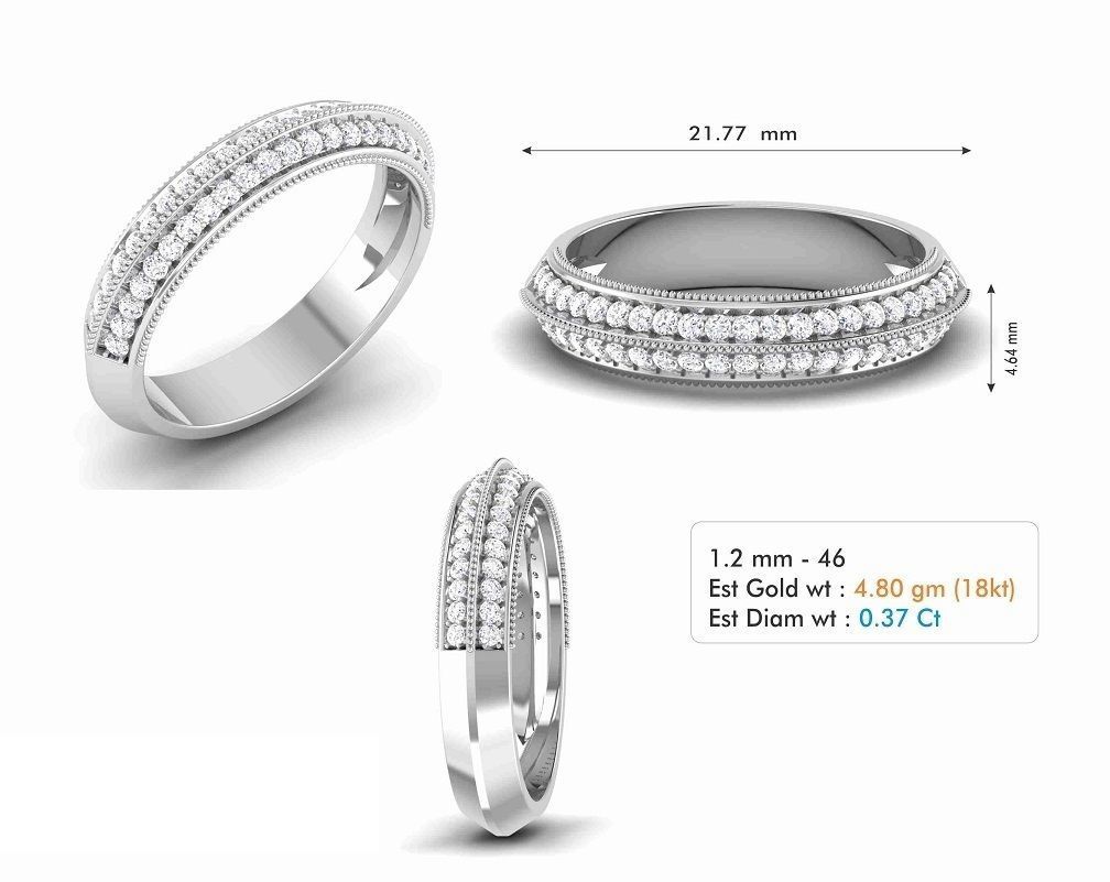 Solitaire Engagement Wedding Ring Bridal Matching Band 3D print model_4