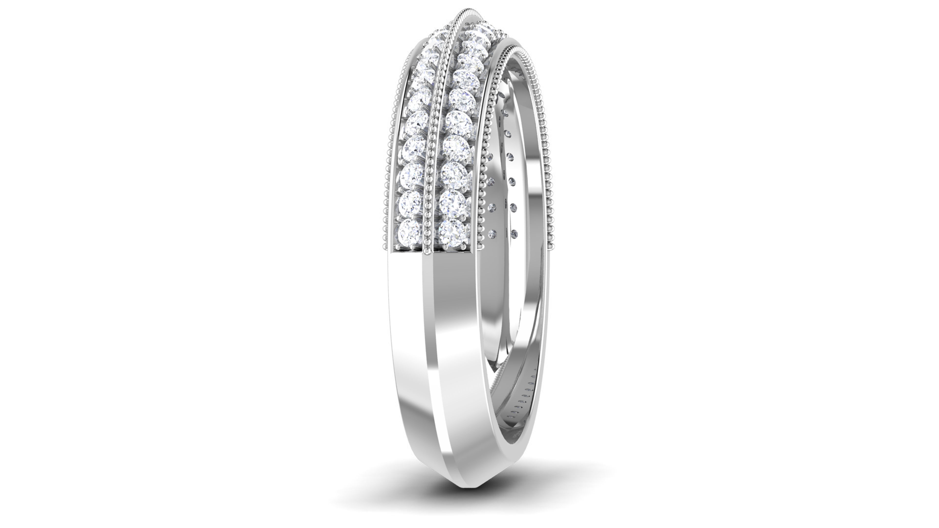 Solitaire Engagement Wedding Ring Bridal Matching Band 3D print model_3